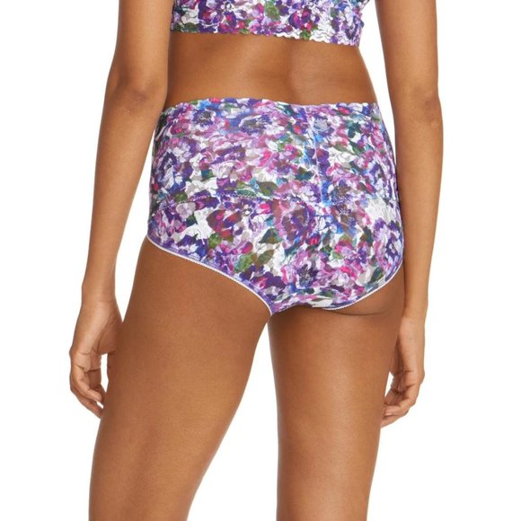 HANKY PANKY Purple Pansy Retro High Waist Lace V-Kini In Purple Multi - Picture 2 of 3